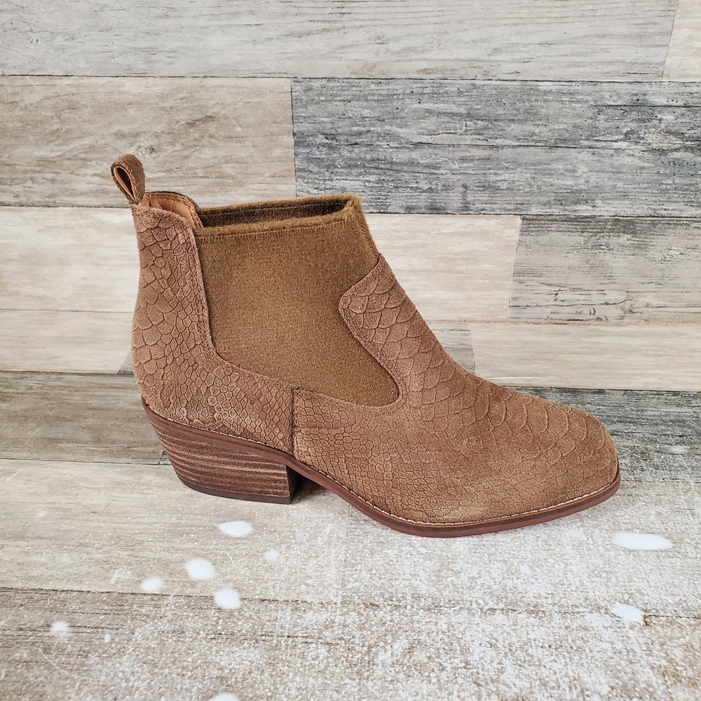 Crown Vintage Giancita Womens Chelsea Bootie Sz 6.5 M Brown SnakeSkin Ankle Boot